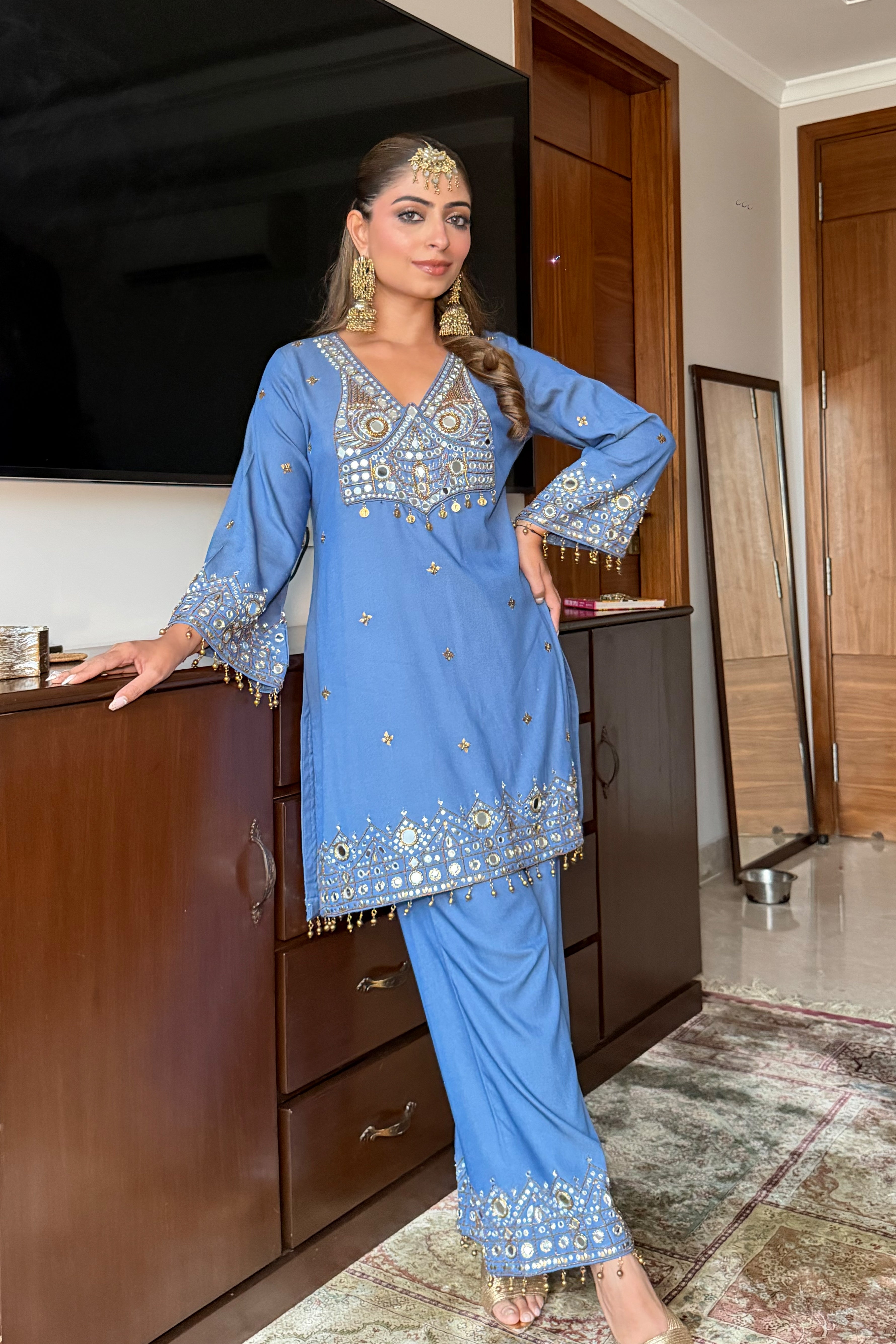 Denim Aaina Set