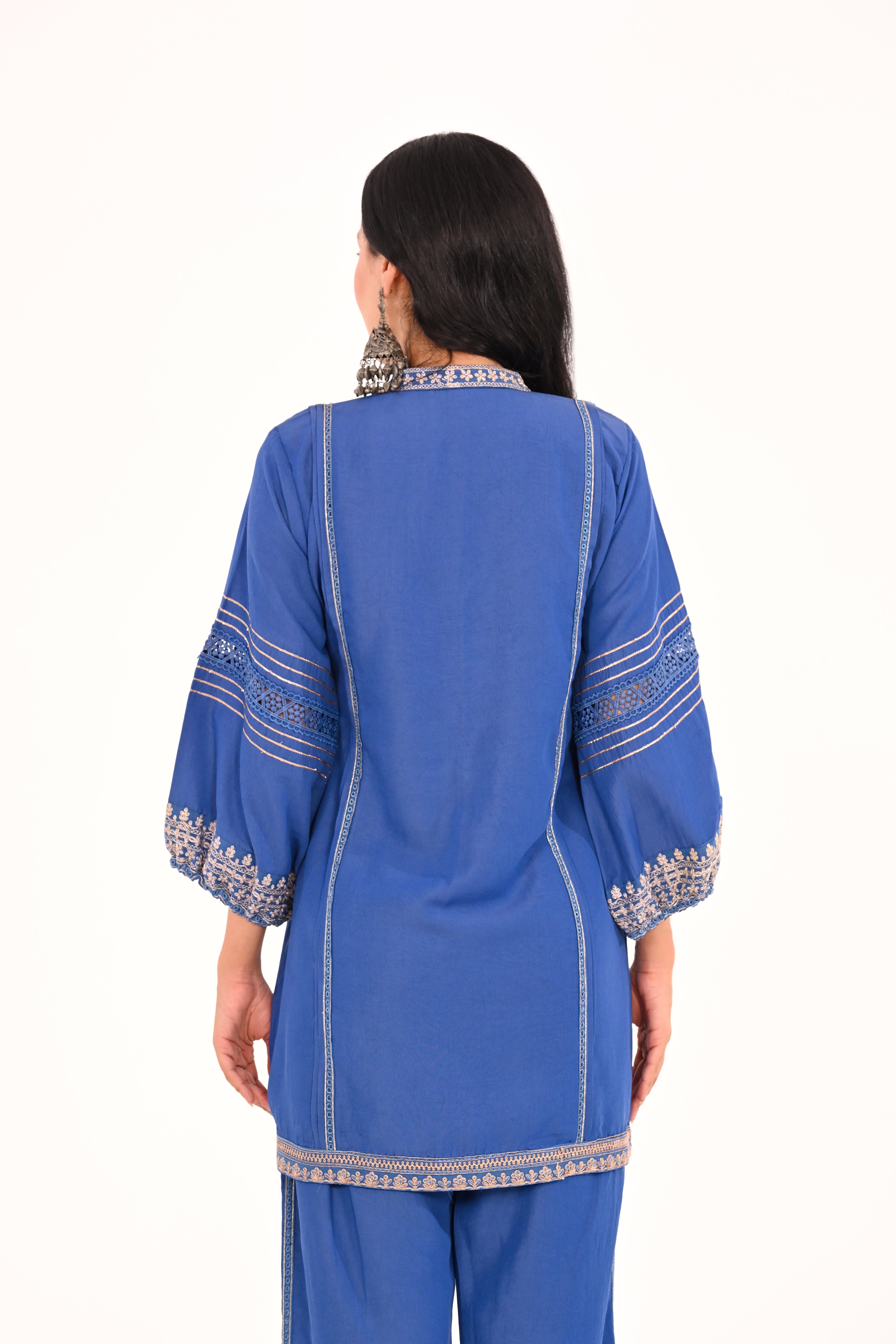 Denim Resham Coord Set