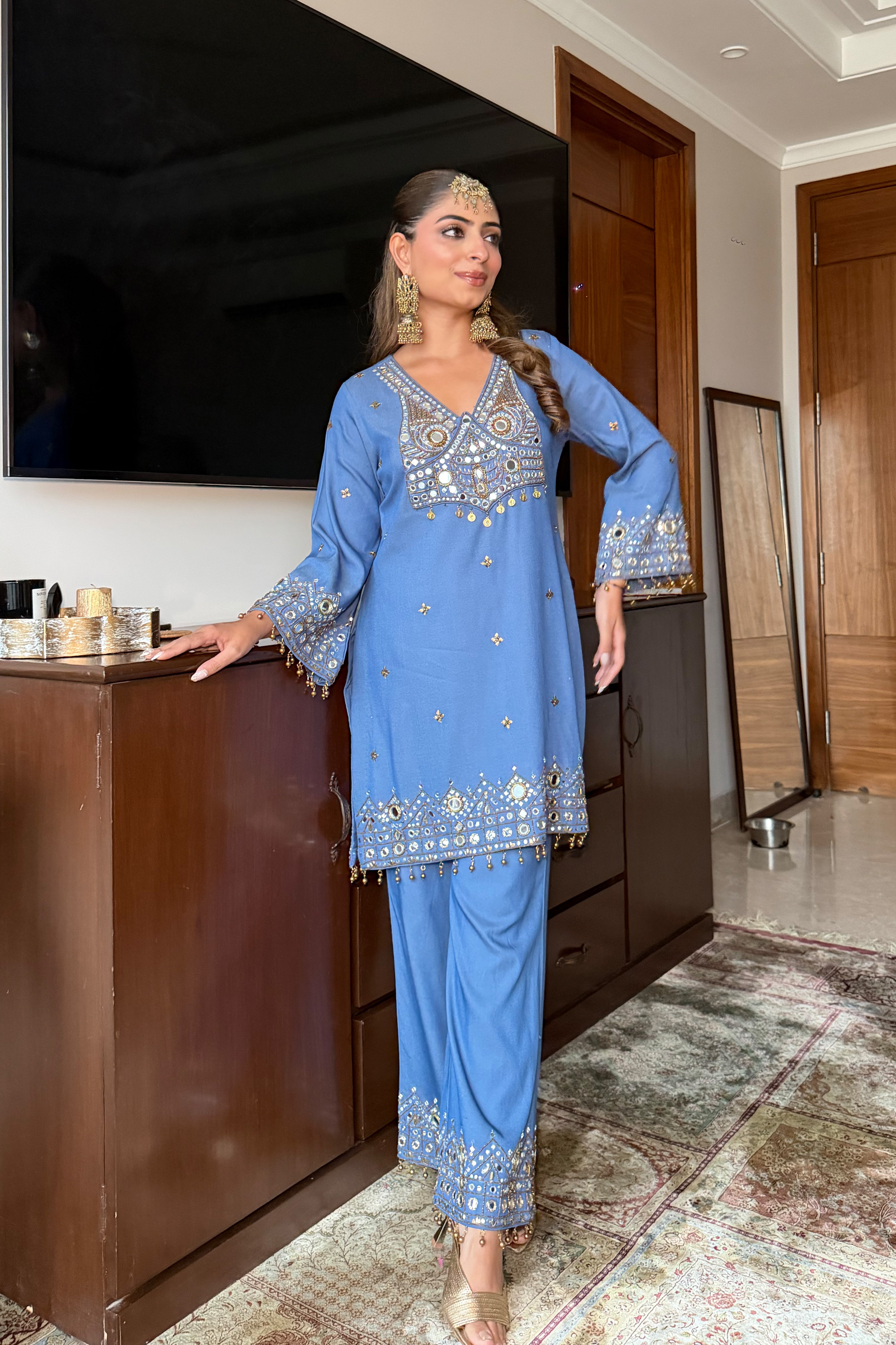 Denim Aaina Set