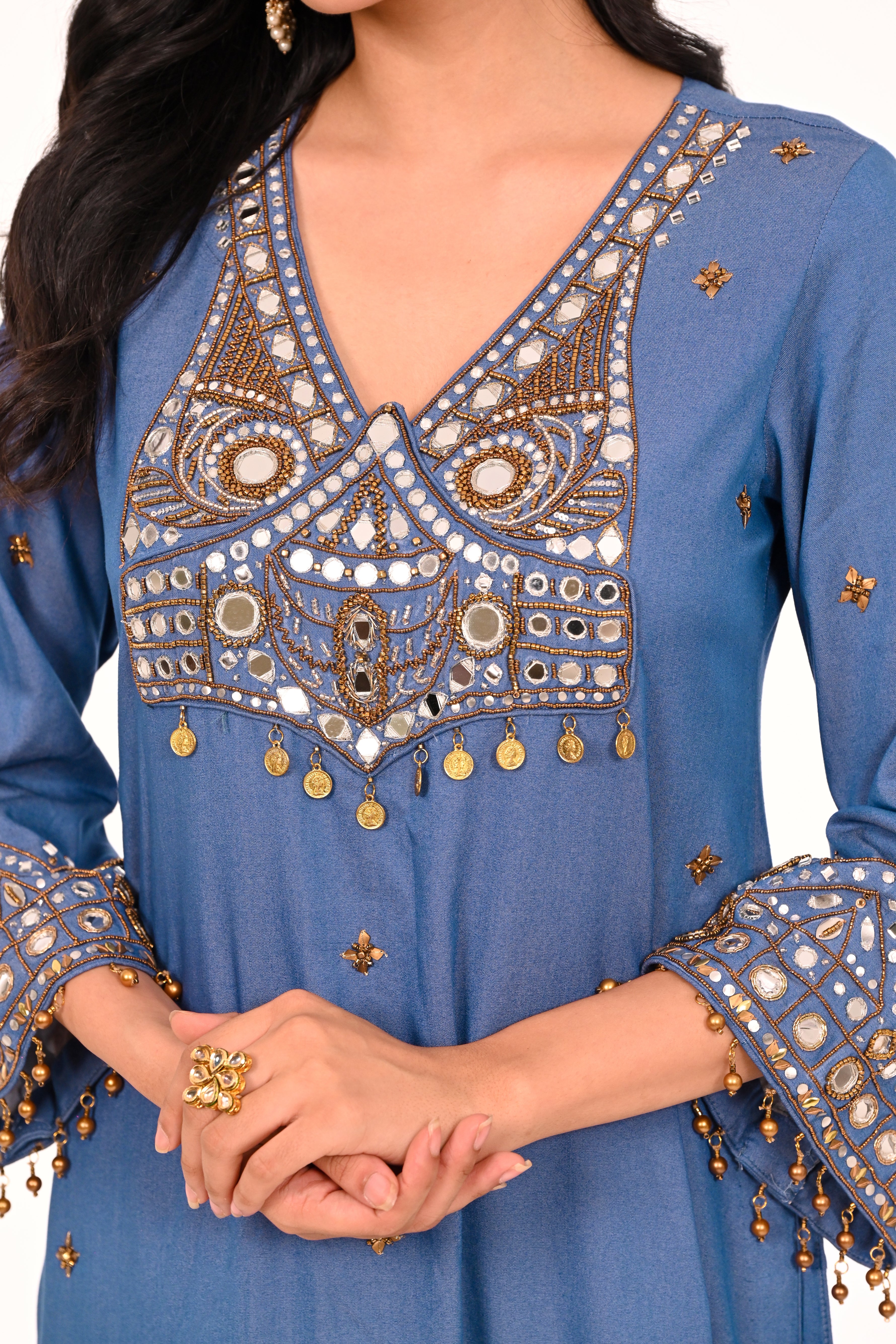 Denim Aaina Set