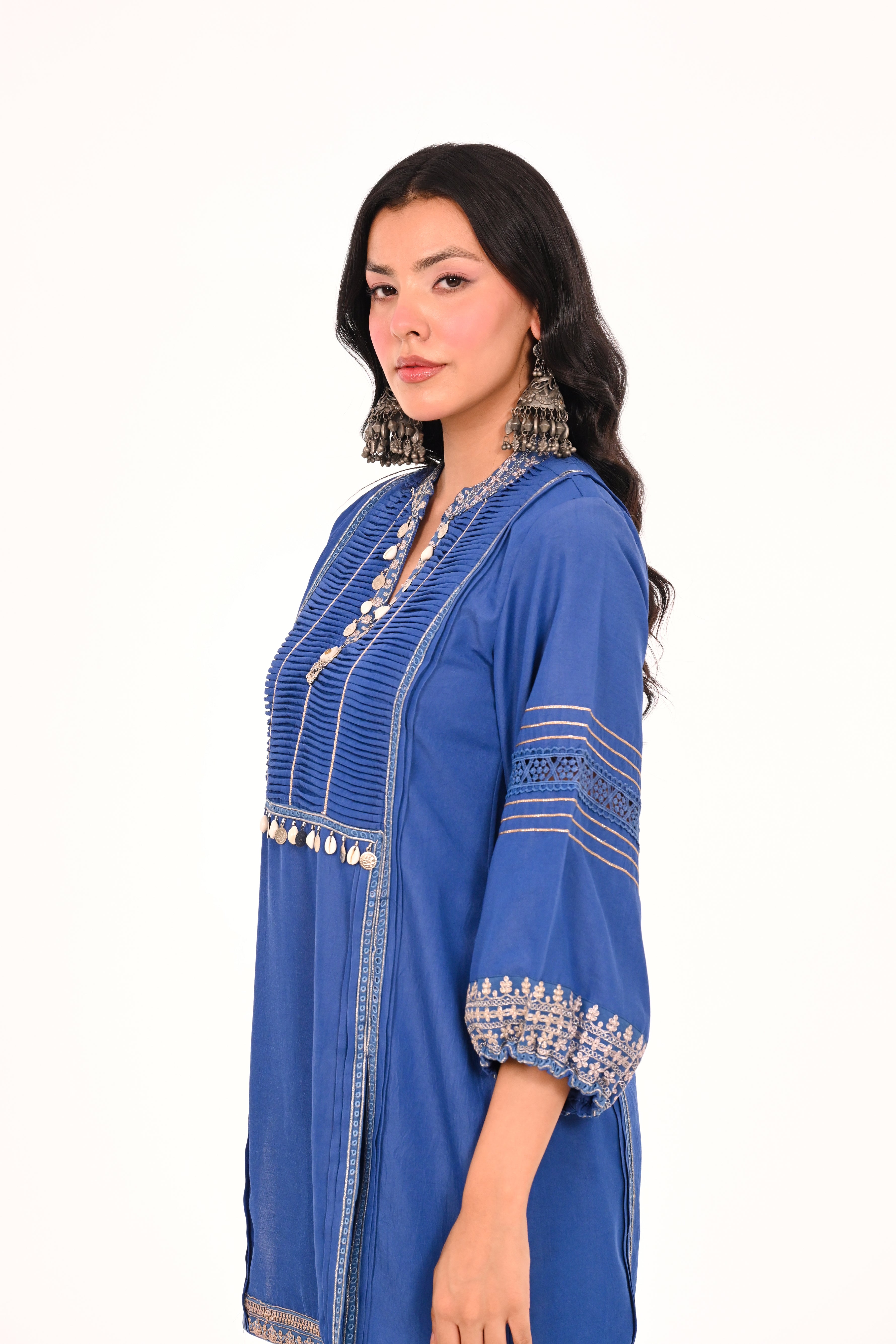 Denim Resham Coord Set