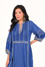 Denim Resham Coord Set