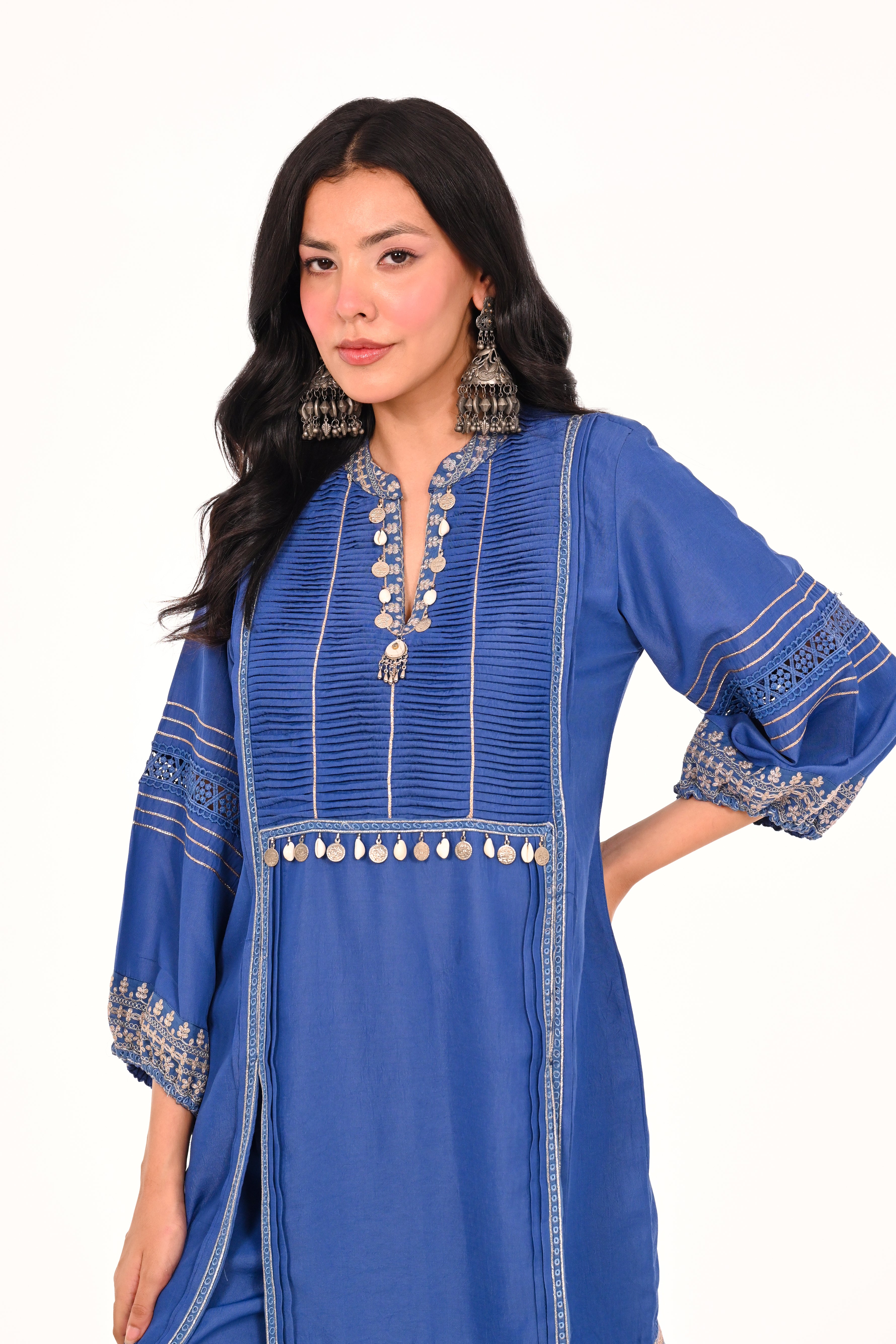 Denim Resham Coord Set
