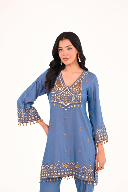 Denim Aaina Set
