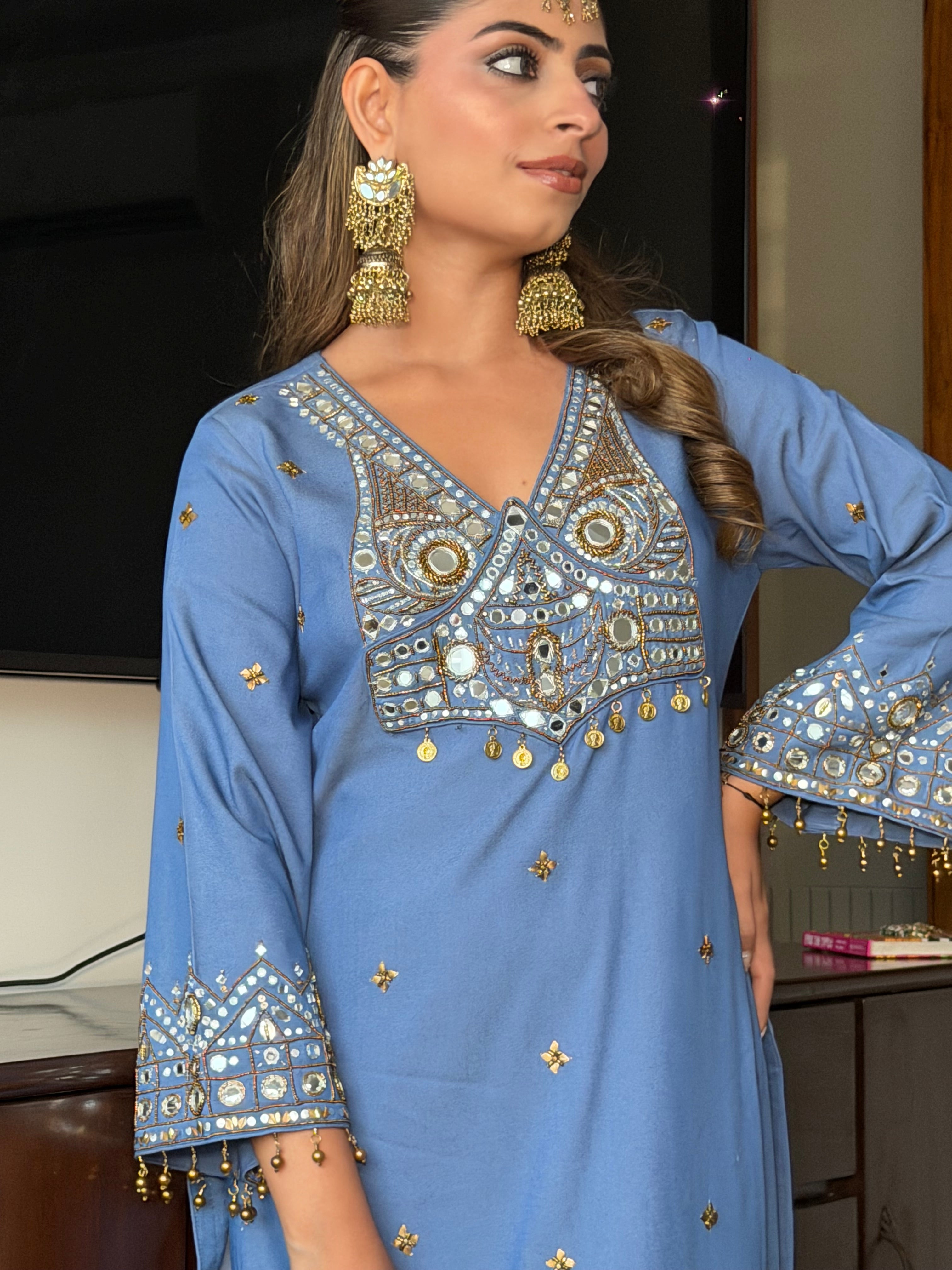 Denim Aaina Set