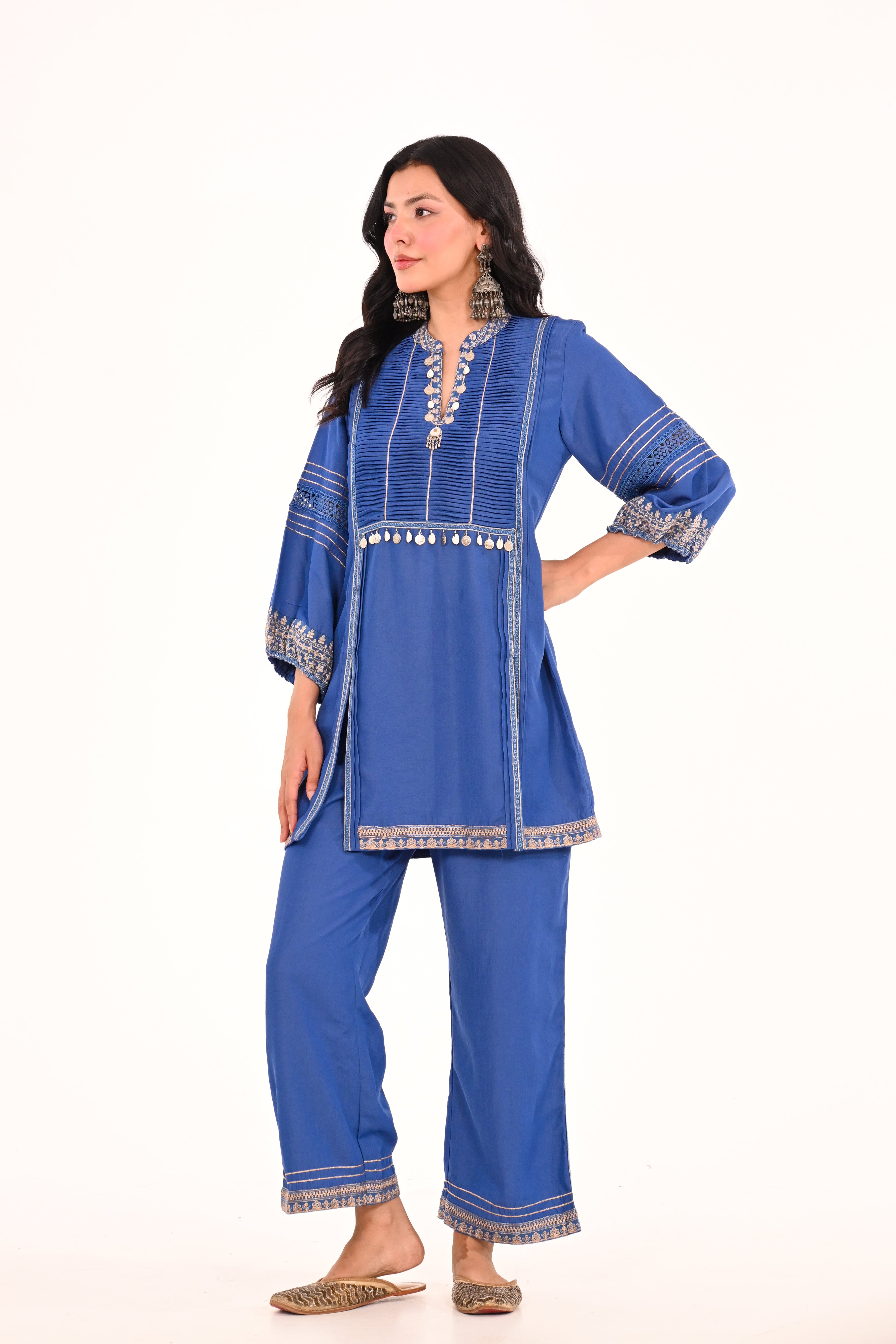 Denim Resham Coord Set