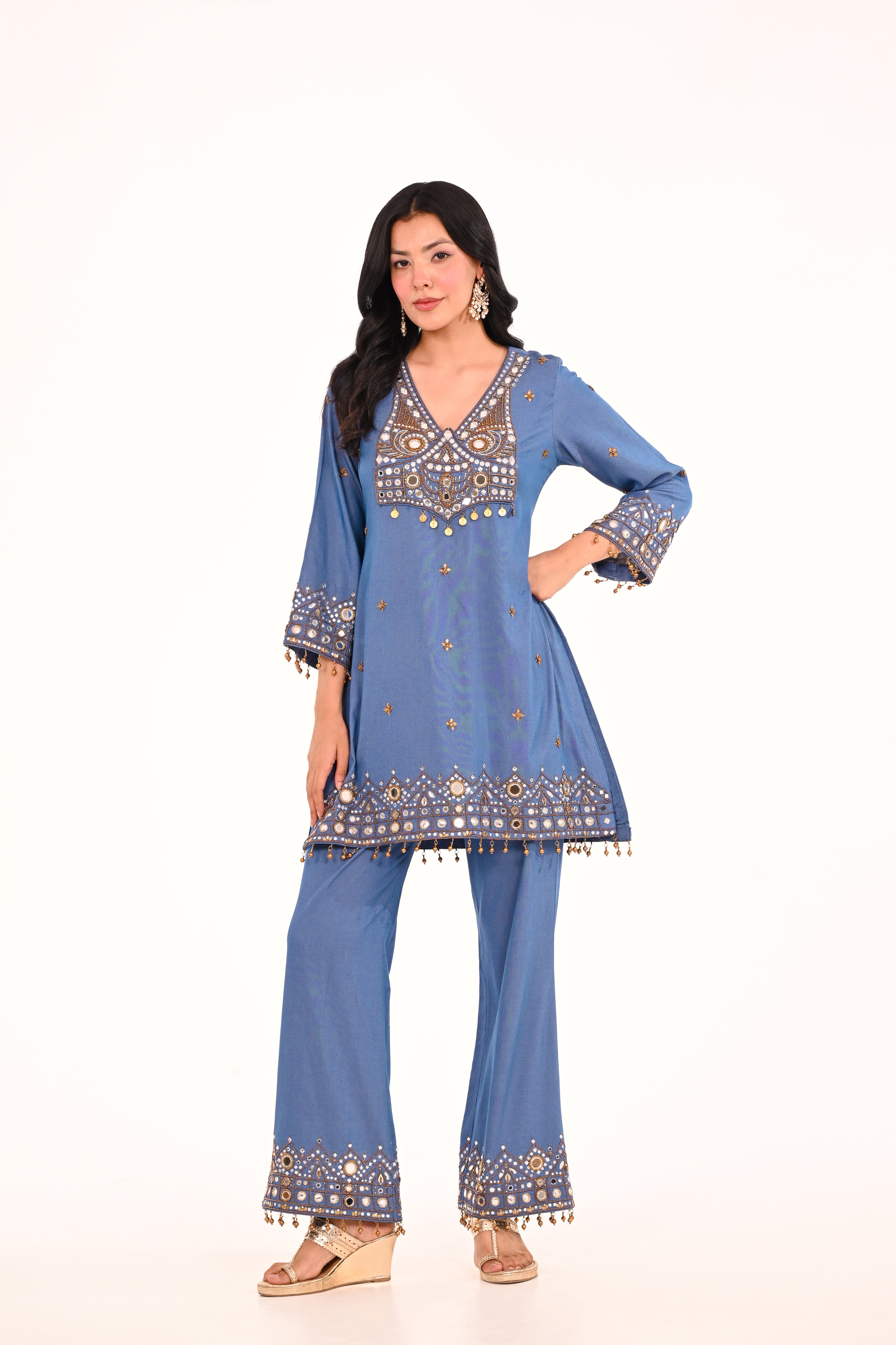 Denim Aaina Set