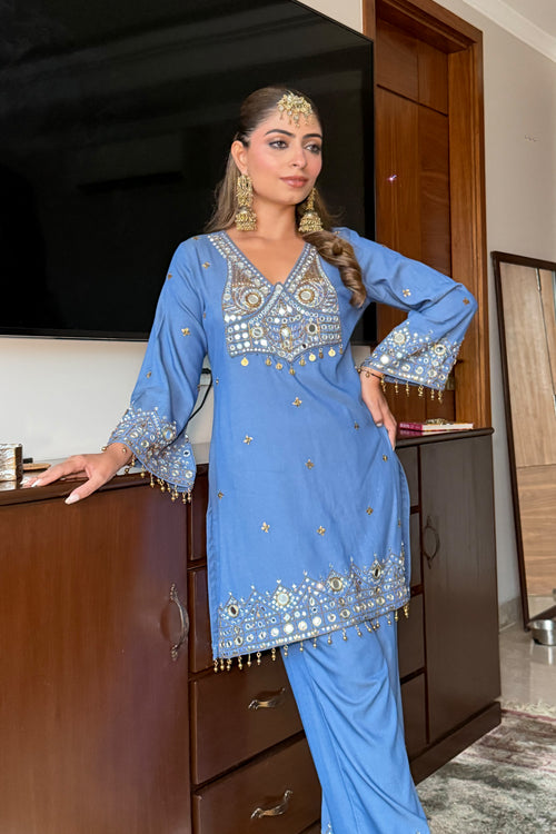 Denim Aaina Set