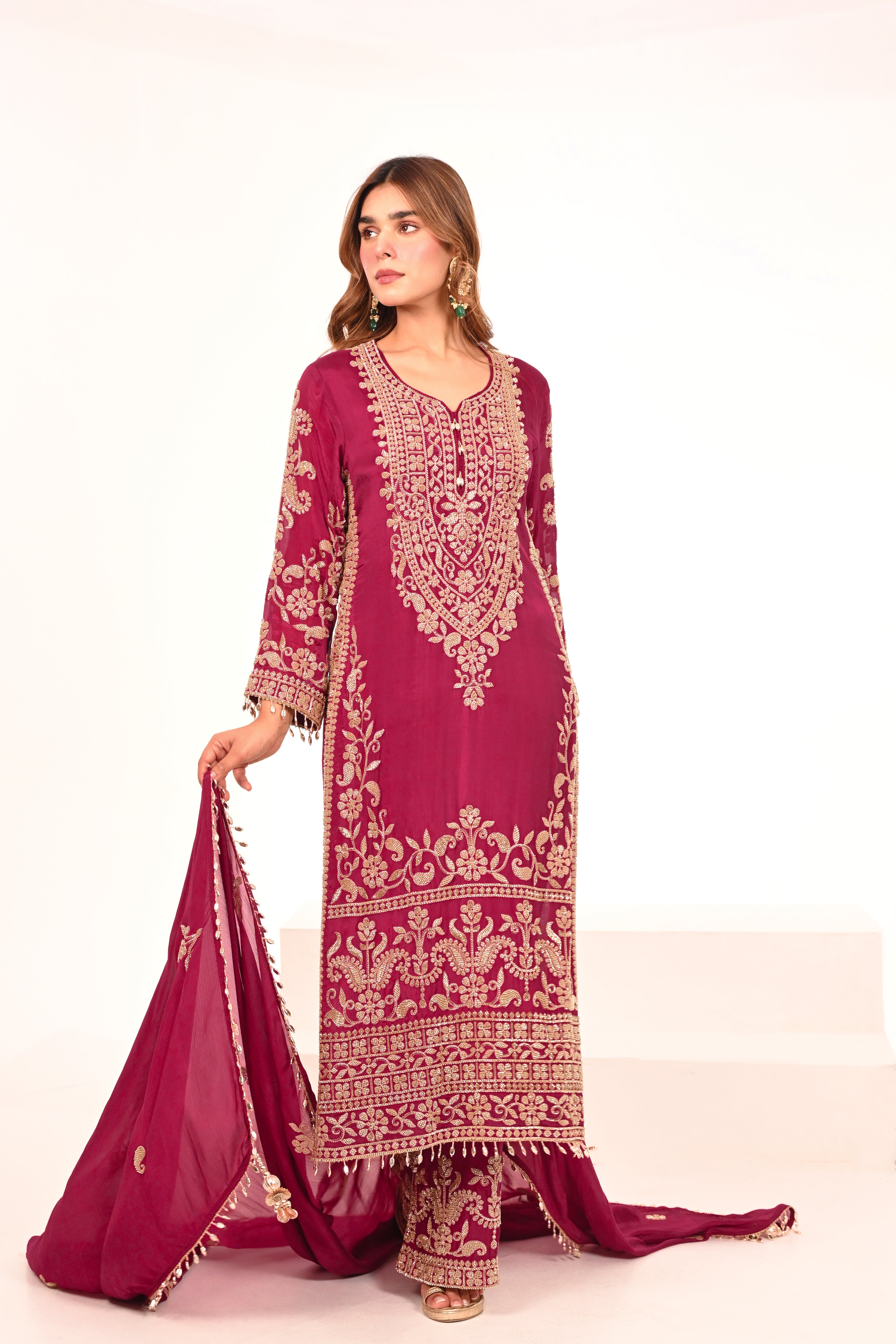 Shaam Gulabi Chinon Suit
