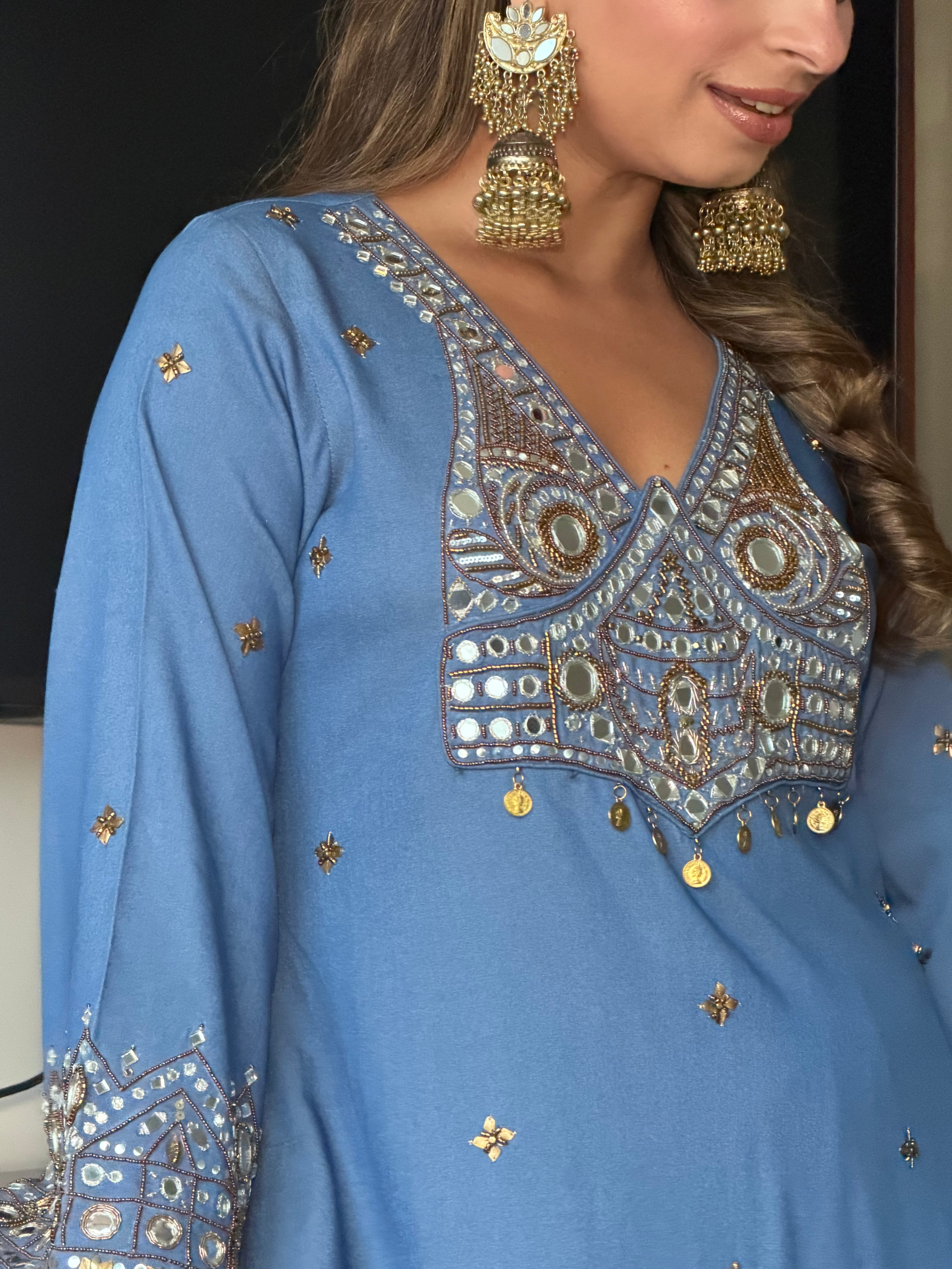 Denim Aaina Set