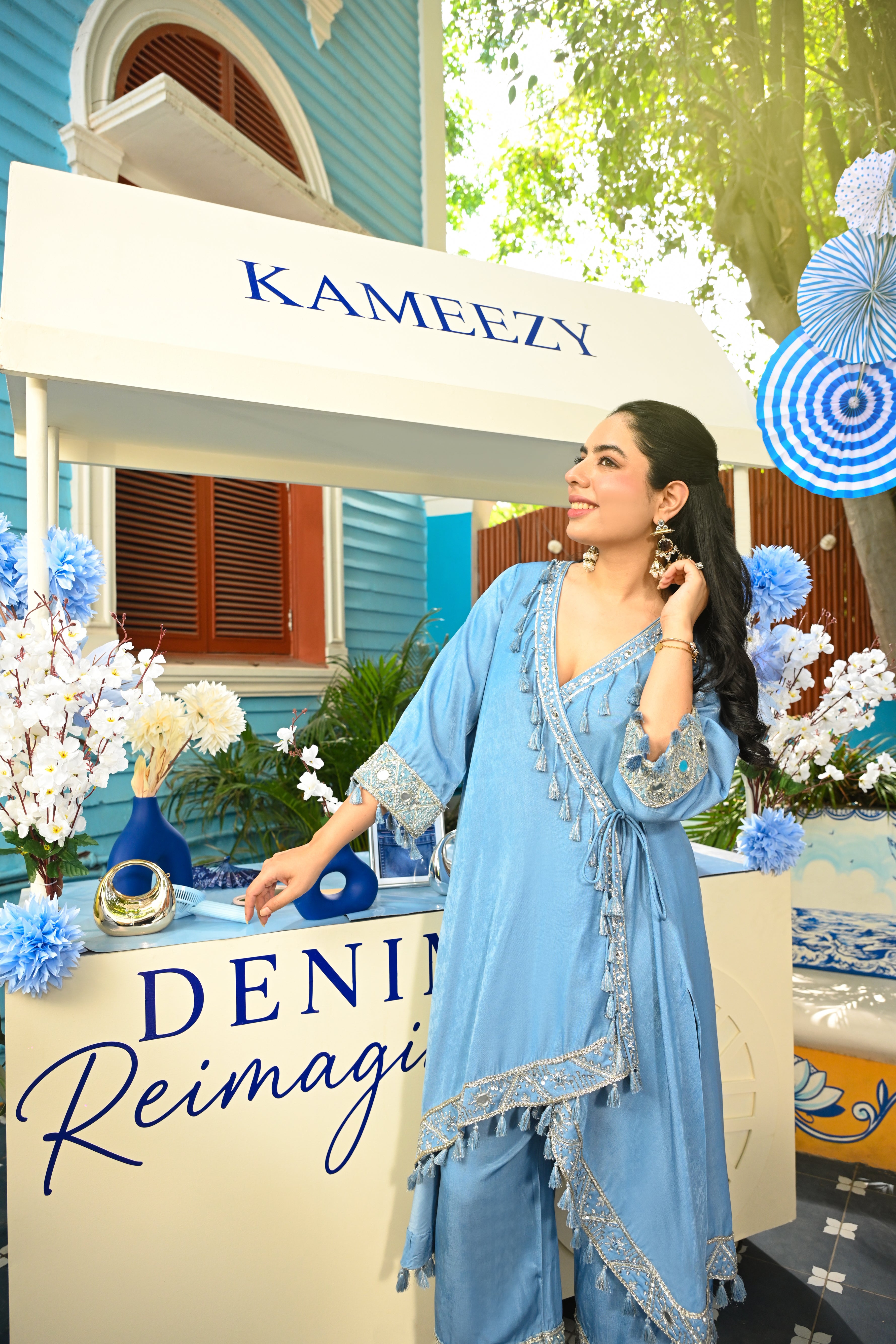 Denim Adaa Drape Coord Set