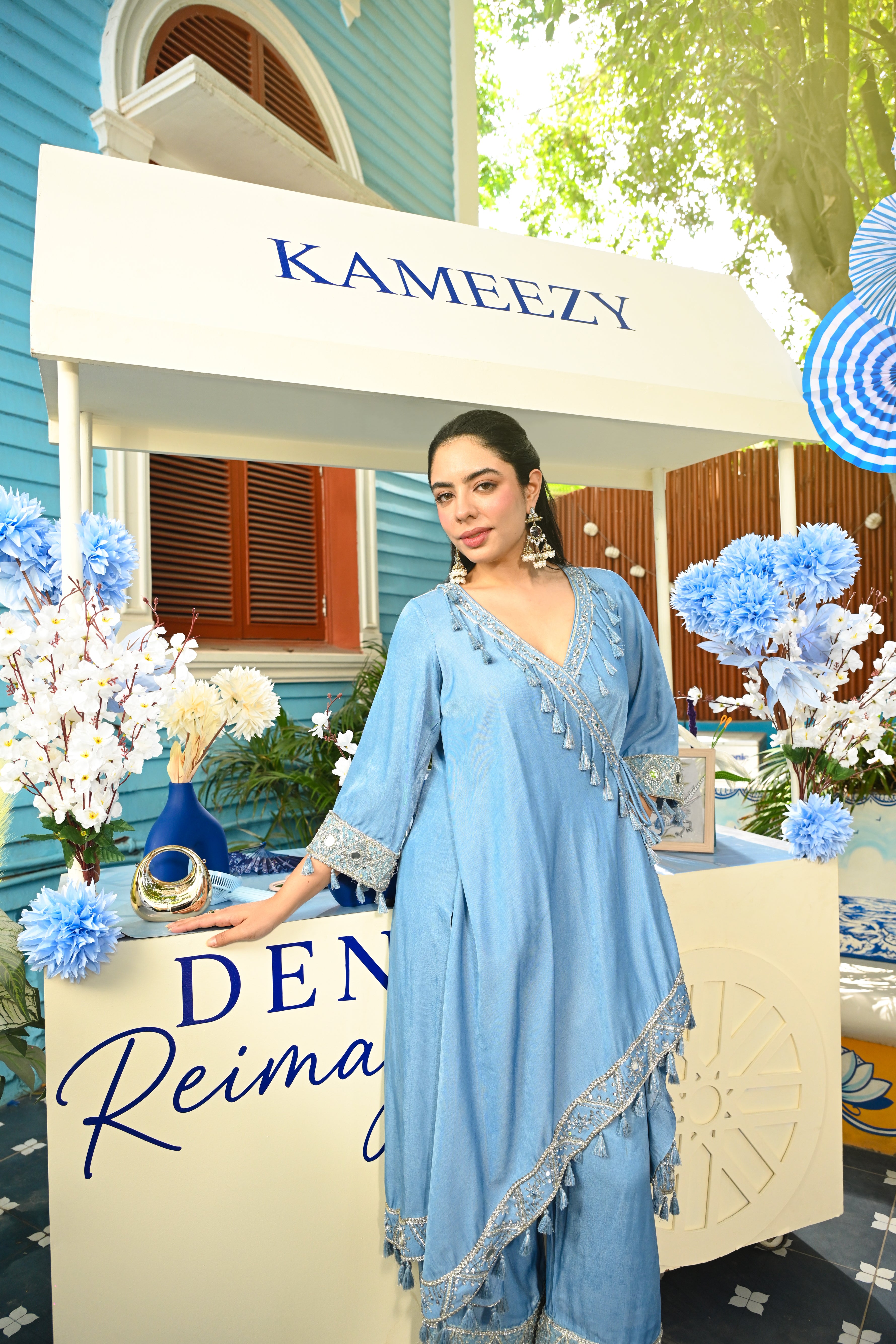 Denim Adaa Drape Coord Set