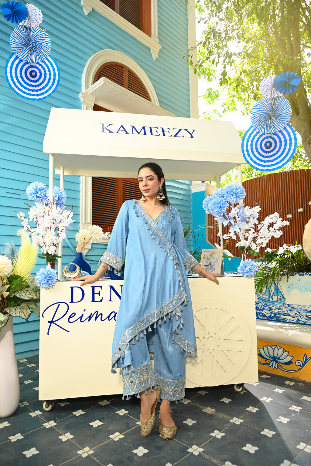 Denim Adaa Drape Coord Set