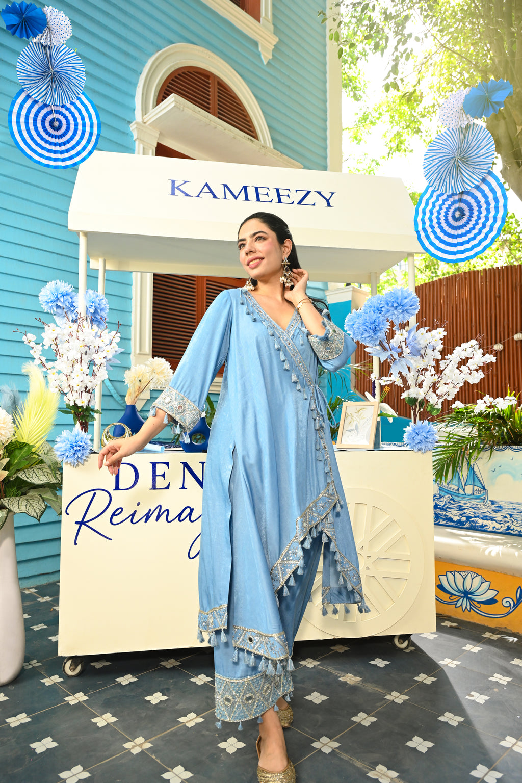 Denim Adaa Drape Coord Set