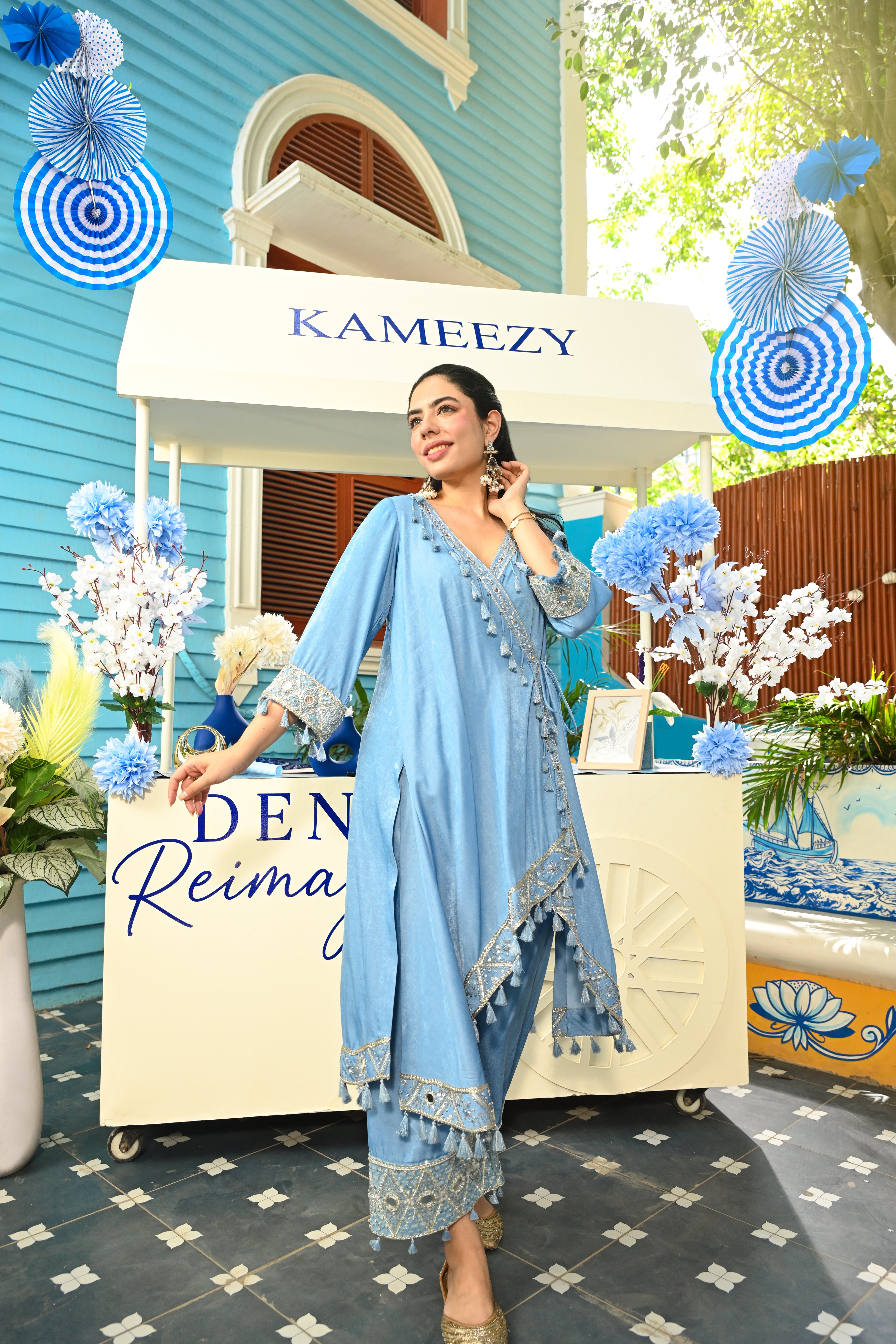 Denim Adaa Drape Coord Set