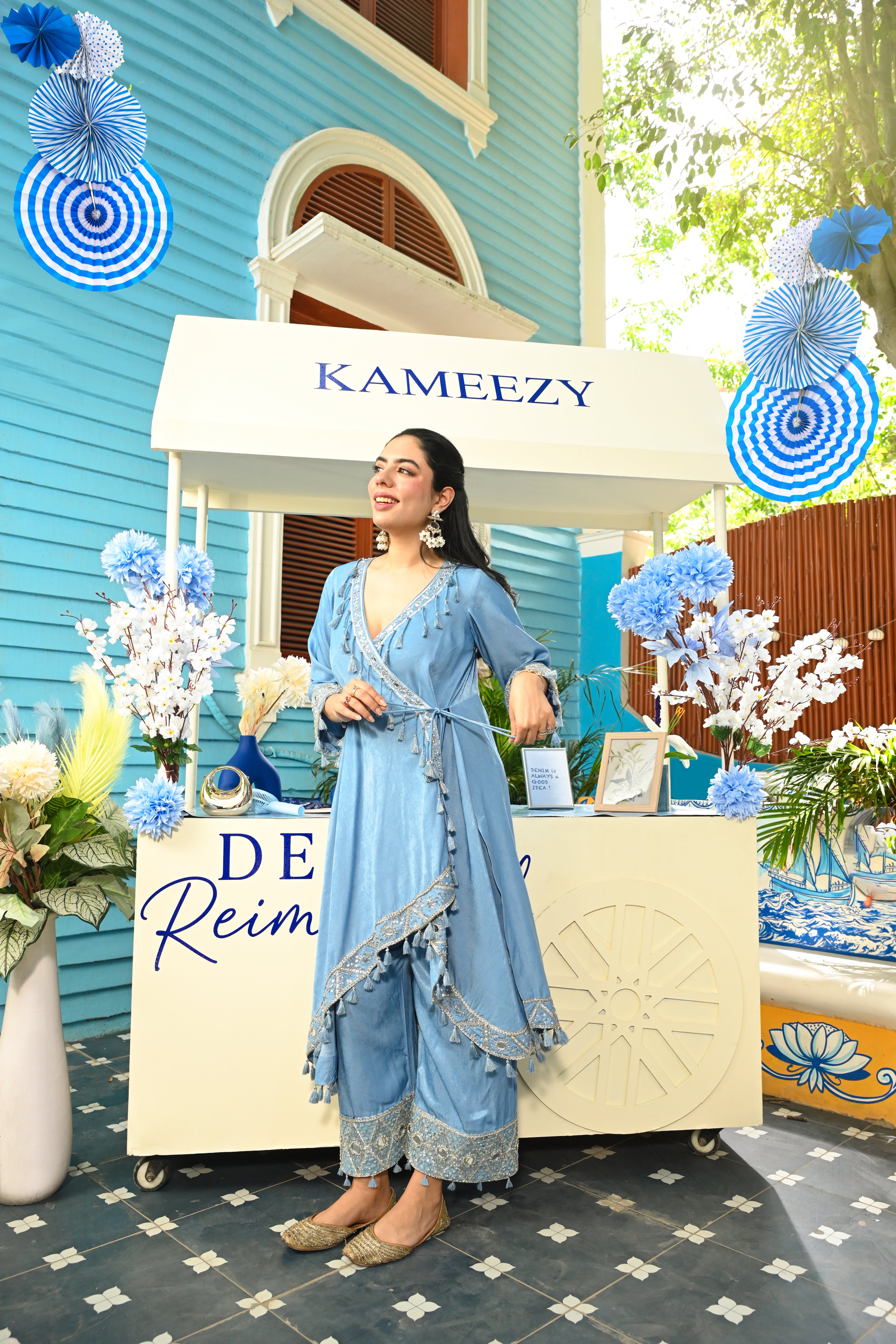 Denim Adaa Drape Coord Set
