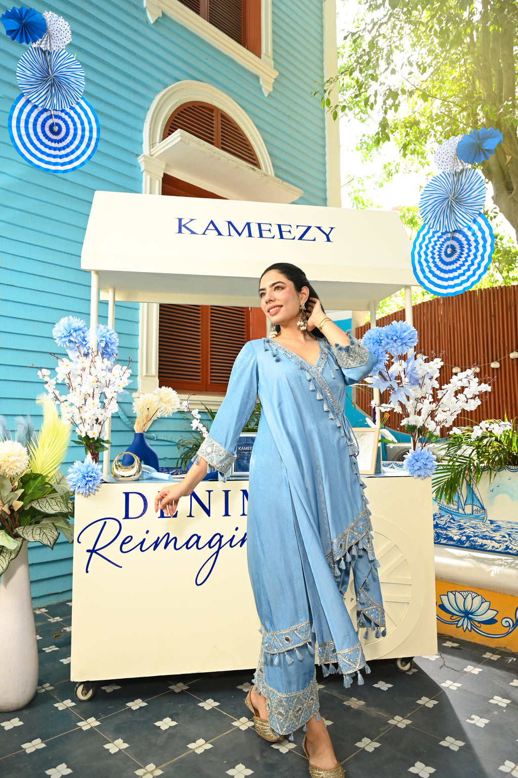 Denim Adaa Drape Coord Set