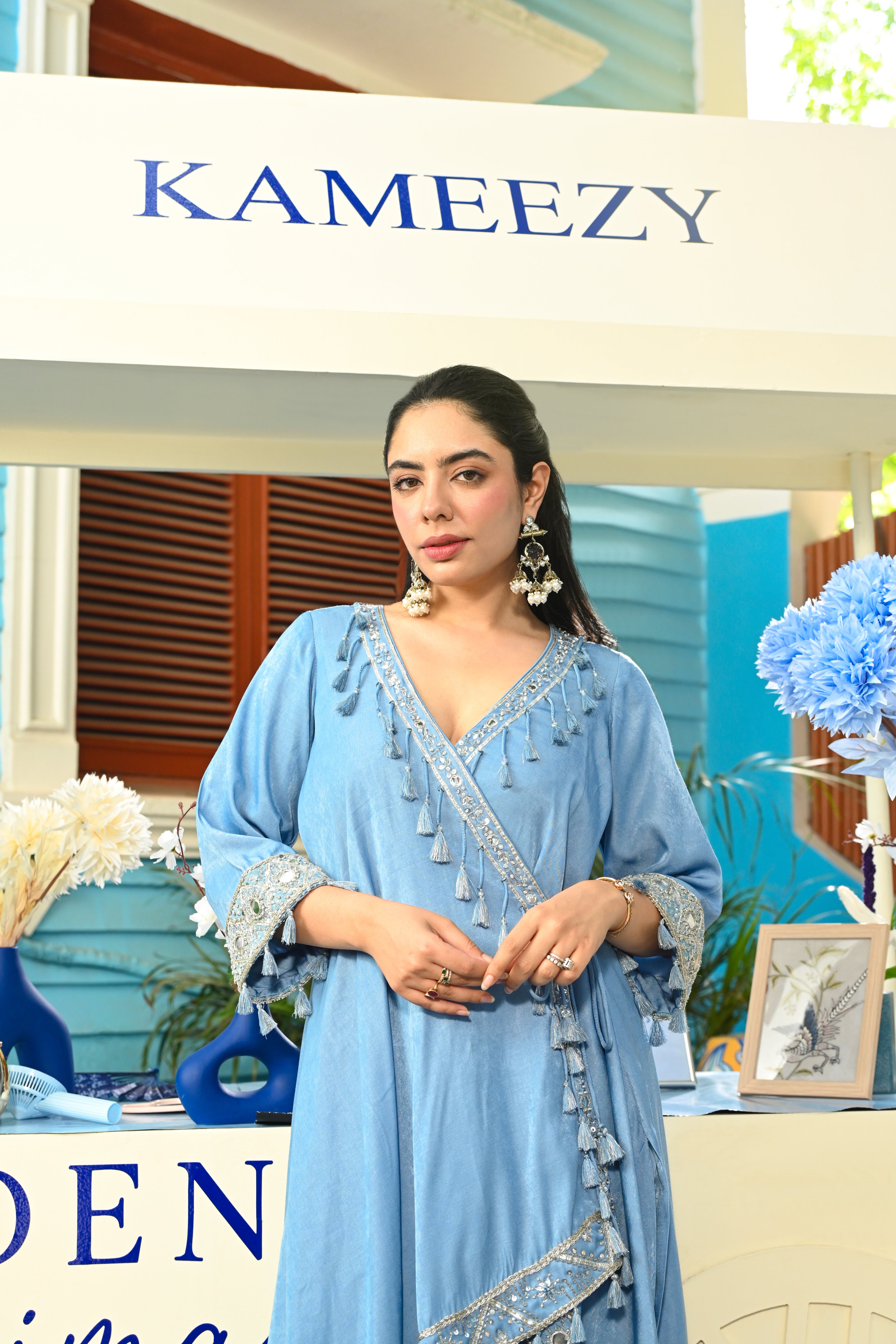 Denim Adaa Drape Coord Set