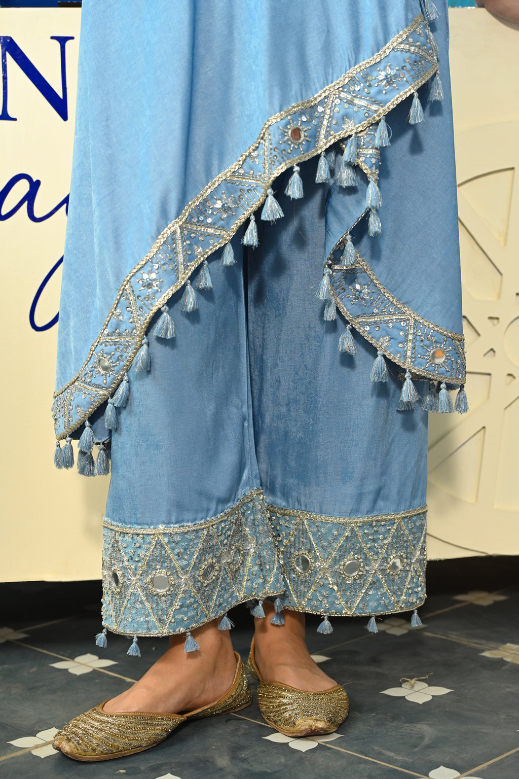 Denim Adaa Drape Coord Set