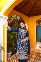 Neel-Zardozi Chinon Set/ Neel-Zardozi