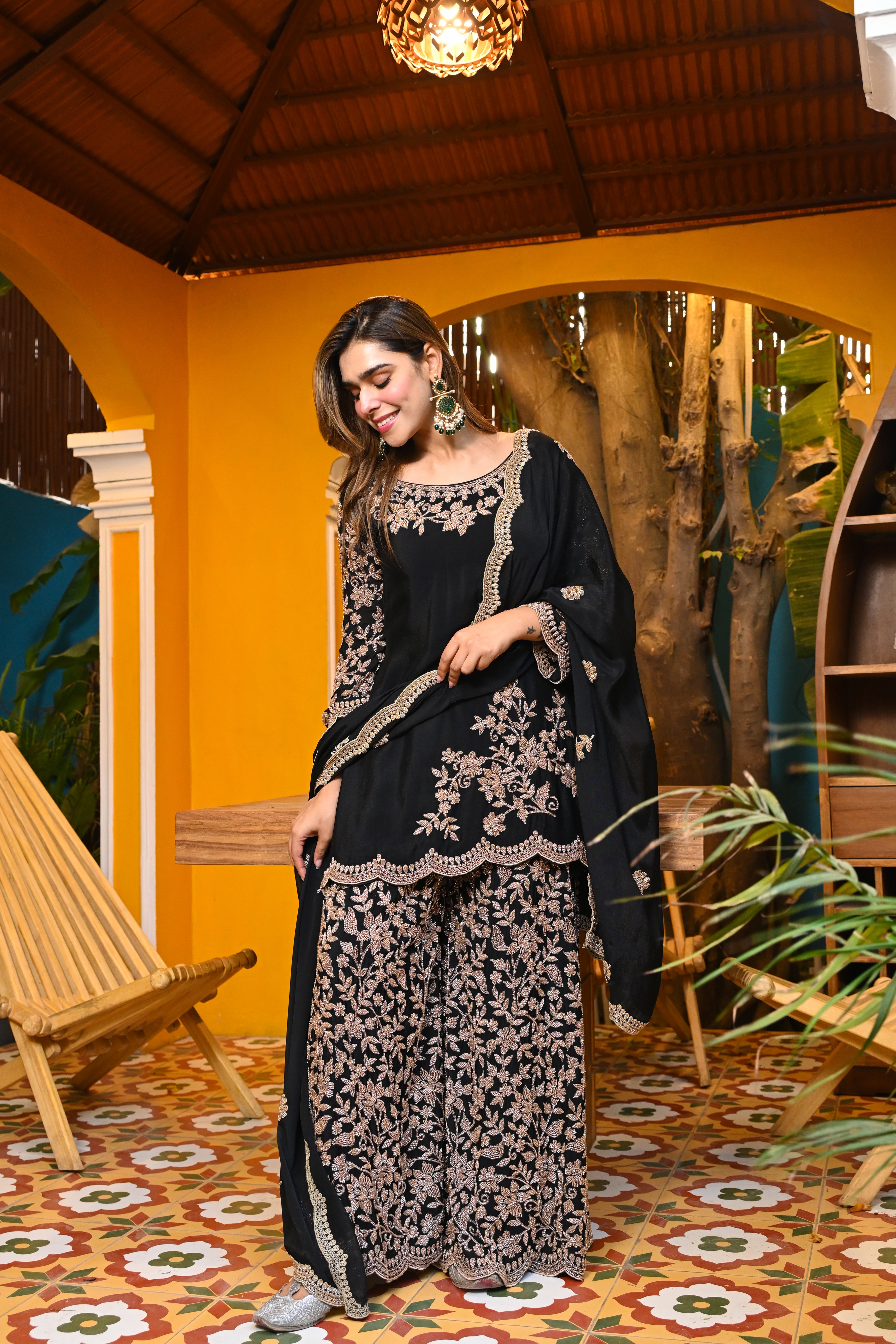 Midnight Handwork Chinon Set/ Raat Ki Rani