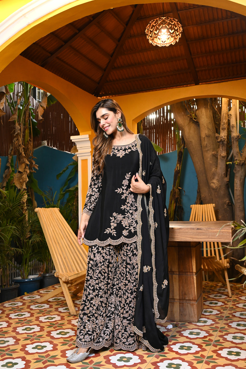 Midnight Handwork Chinon Set/ Raat Ki Rani