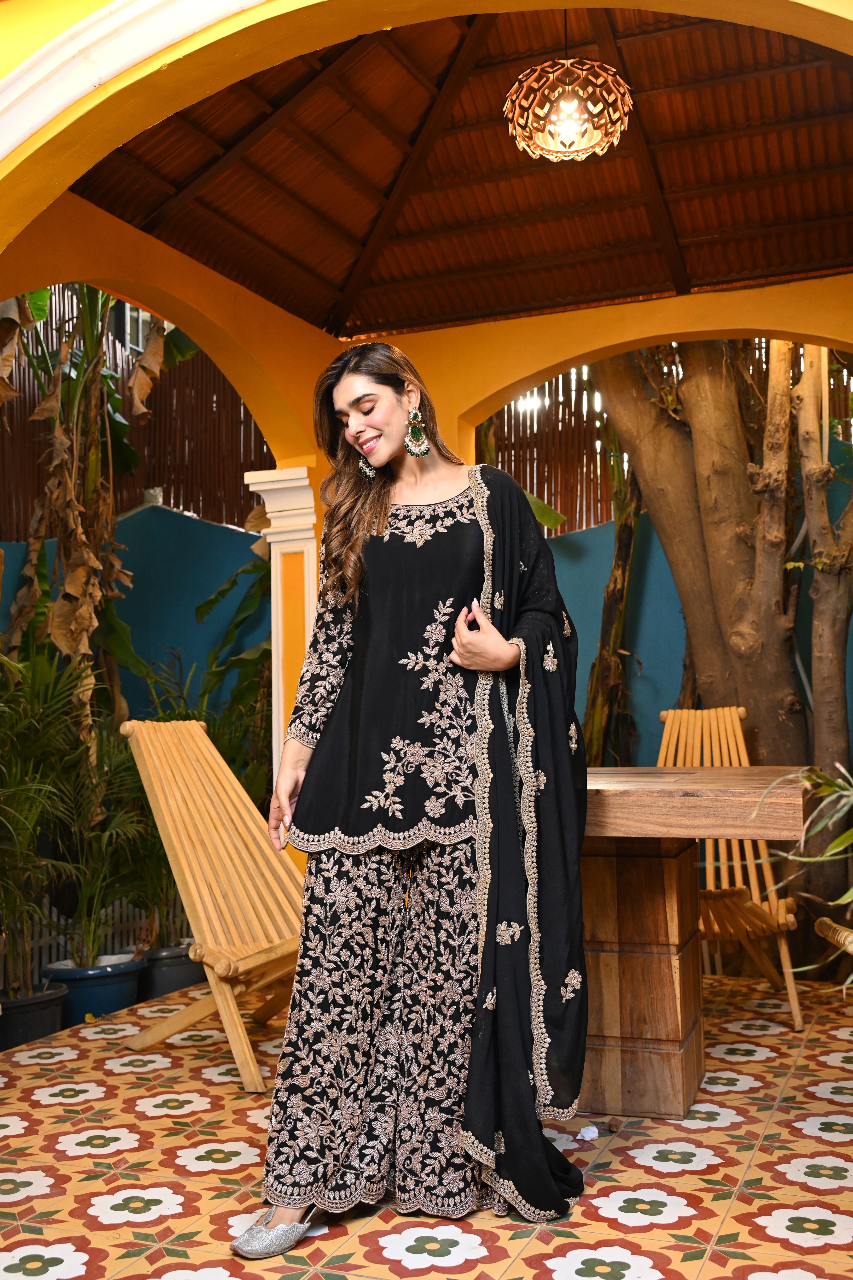 Midnight Handwork Chinon Set/ Raat Ki Rani