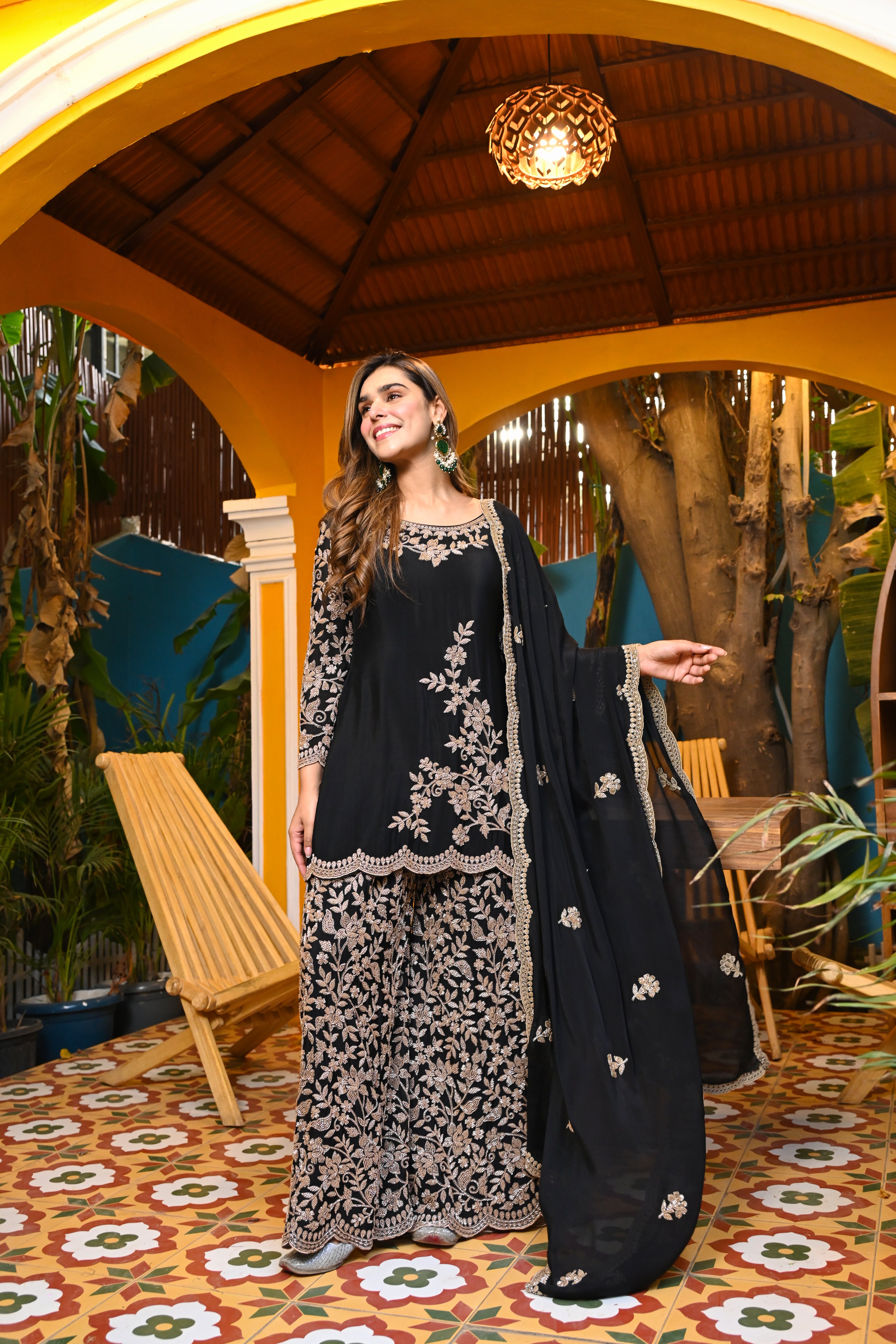 Midnight Handwork Chinon Set/ Raat Ki Rani