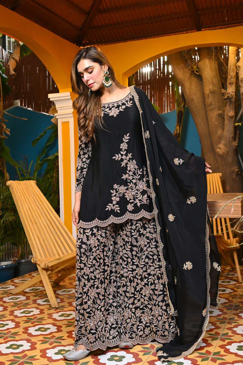 Midnight Handwork Chinon Set/ Raat Ki Rani