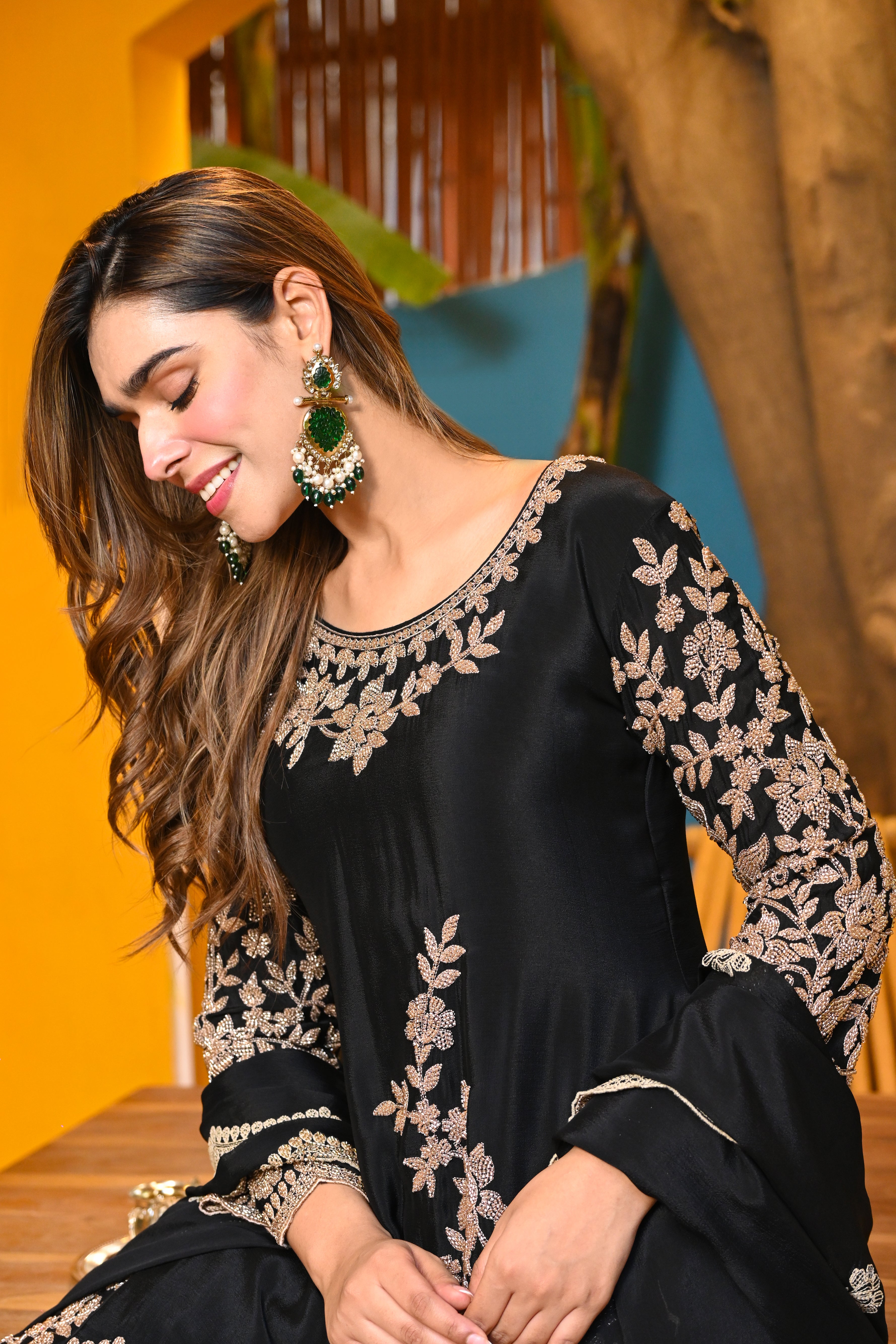 Midnight Handwork Chinon Set/ Raat Ki Rani