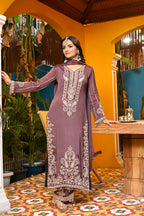 Mauve-Afsana Chinon Suit/ Mauve-Afsana