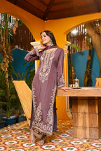 Mauve-Afsana Chinon Suit/ Mauve-Afsana
