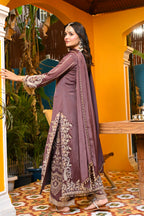 Mauve-Afsana Chinon Suit/ Mauve-Afsana