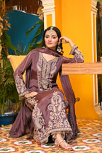 Mauve-Afsana Chinon Suit/ Mauve-Afsana