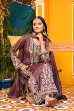 Mauve-Afsana Chinon Suit/ Mauve-Afsana