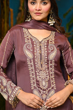 Mauve-Afsana Chinon Suit/ Mauve-Afsana