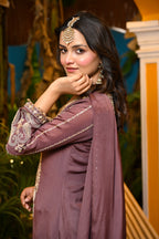 Mauve-Afsana Chinon Suit/ Mauve-Afsana