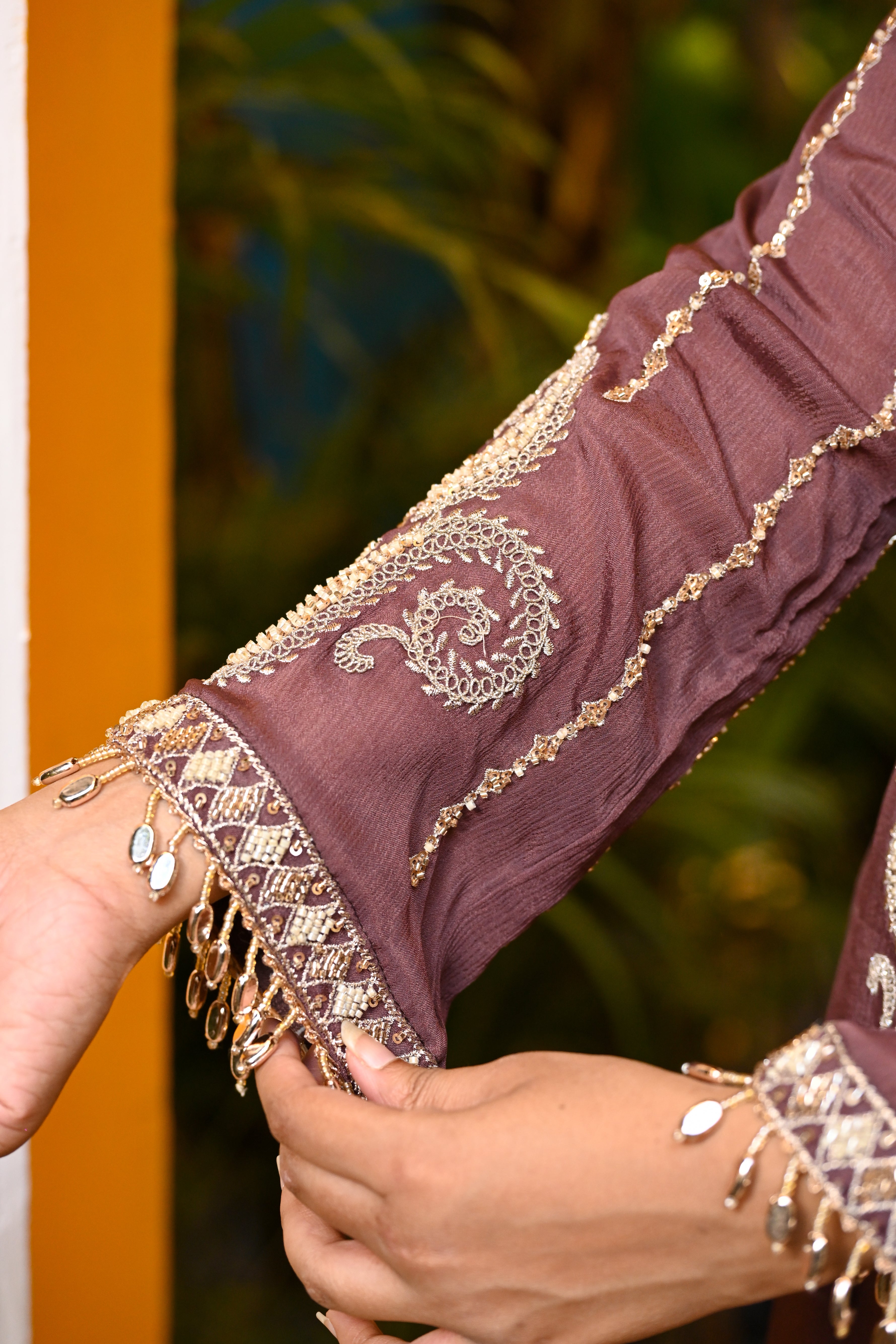 Mauve-Afsana Chinon Suit/ Mauve-Afsana