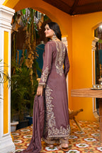 Mauve-Afsana Chinon Suit/ Mauve-Afsana