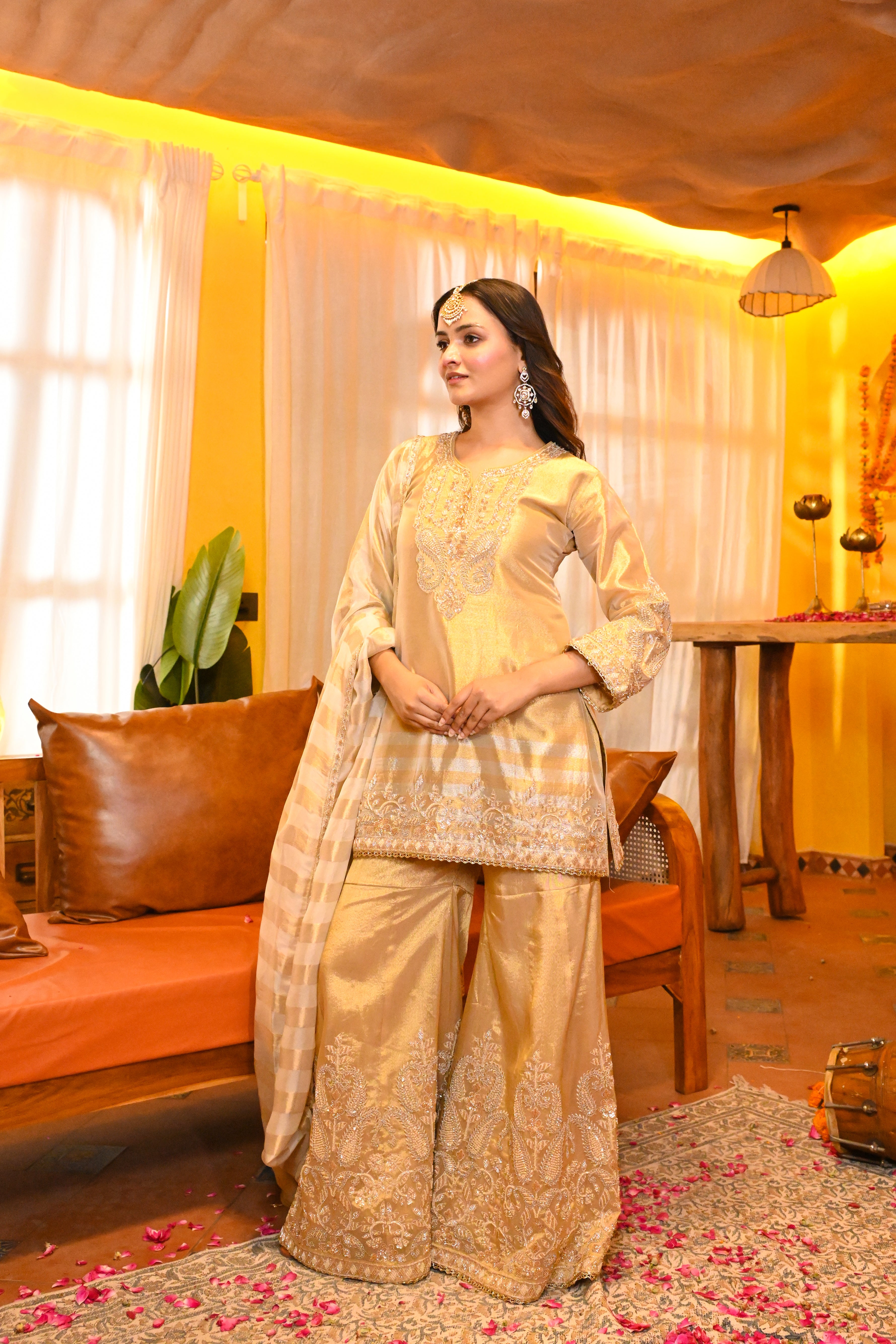 Zareen Tissue Sharara Set