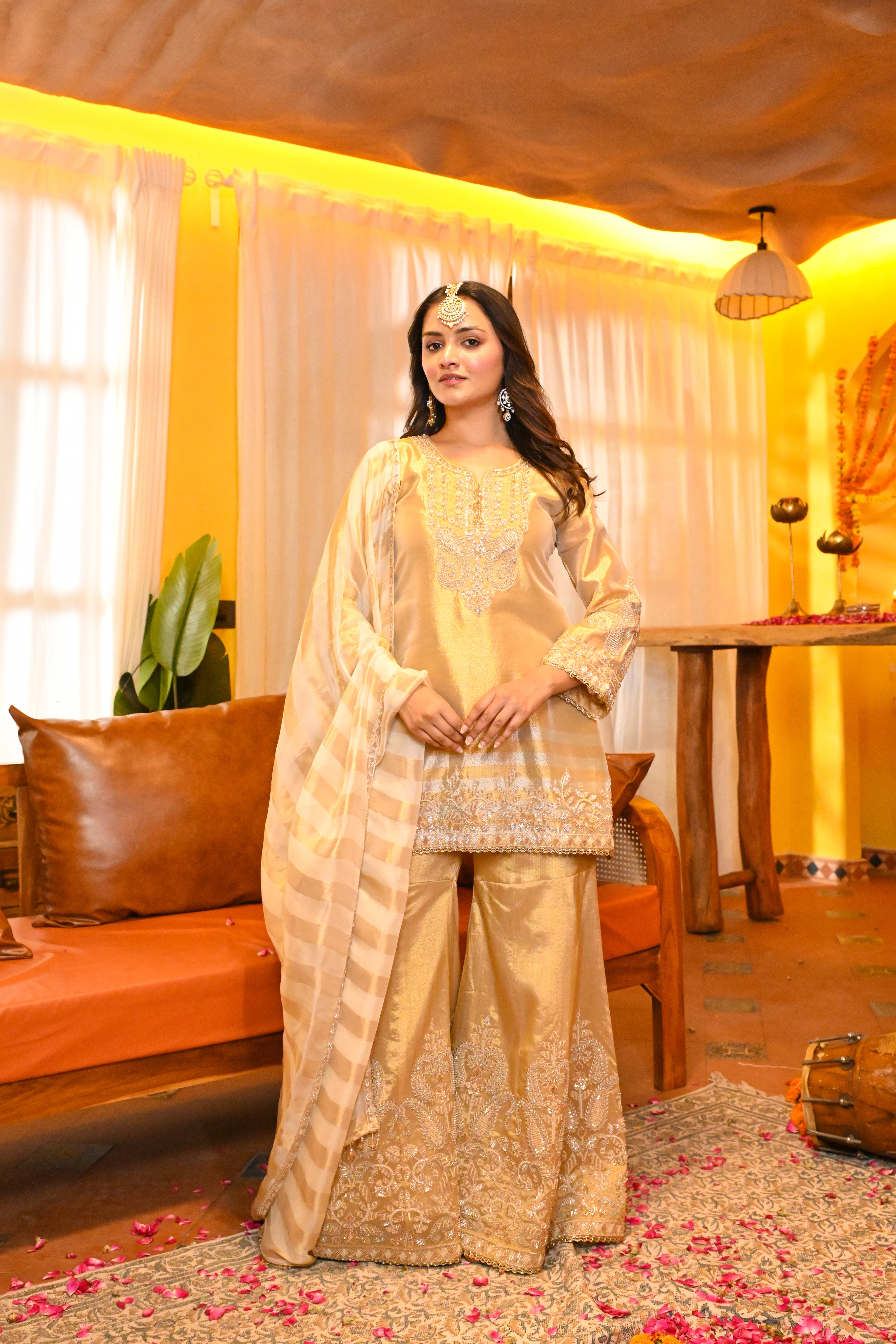 Zareen Tissue Sharara Set