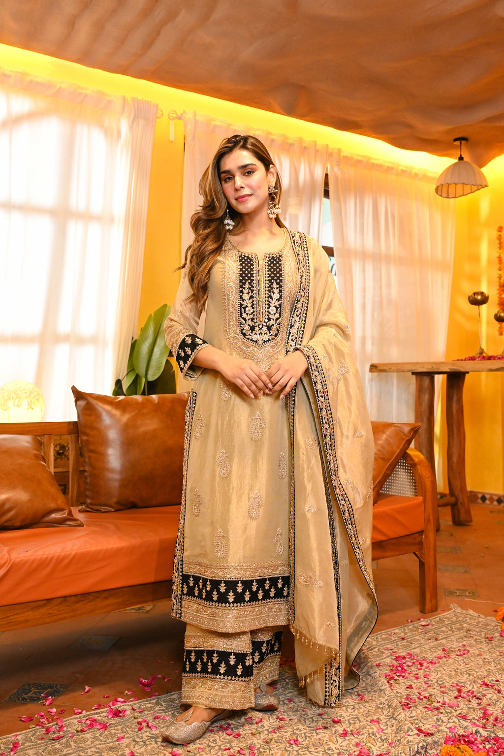 Sunehri Zari Tissue Set/ Sunehri-Shaam