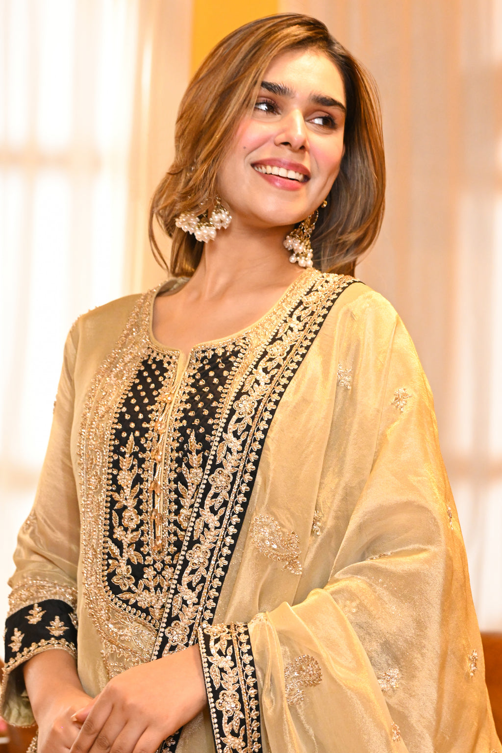 Sunehri Zari Tissue Set/ Sunehri-Shaam
