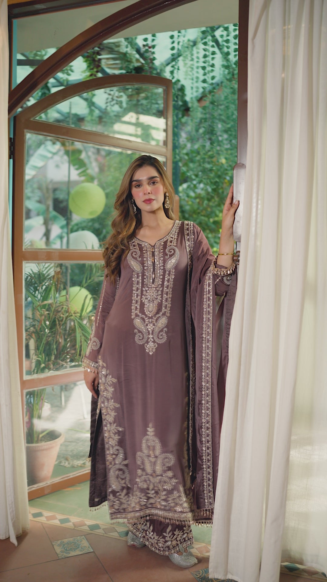 Mauve-Afsana Chinon Suit