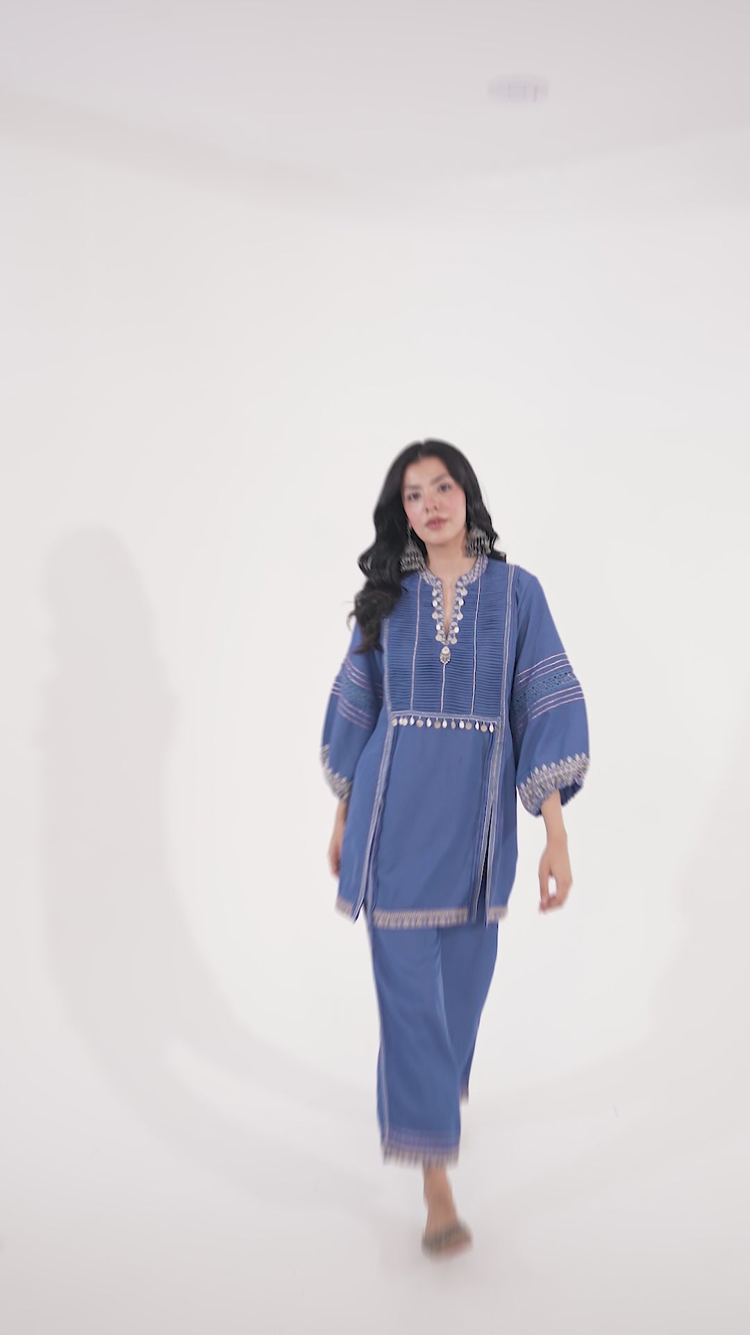 Denim Resham Coord Set